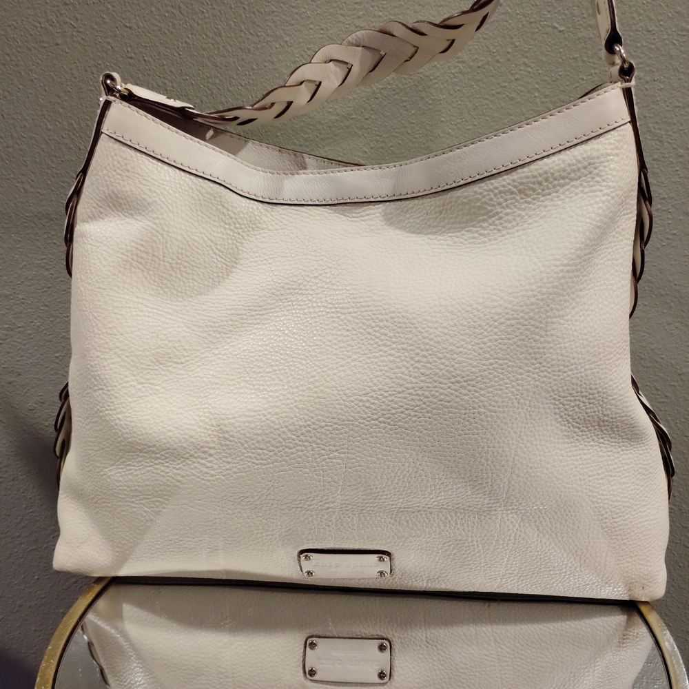 Kate Spade Cream Leather Braided Strap Hobo.